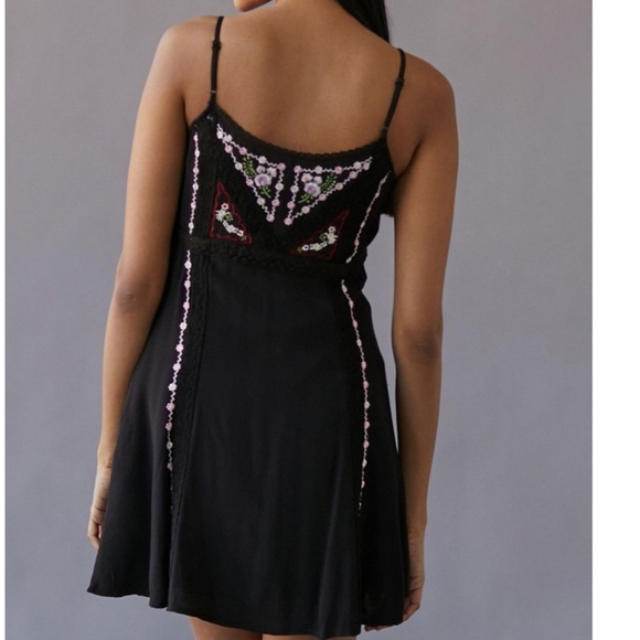 Urban Outfitters Black Skyler Frock Embroidered Mini Dress - Picture 2 of 5